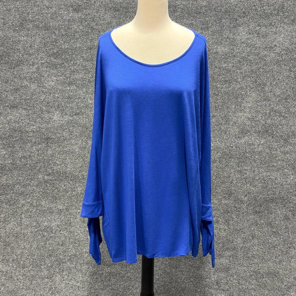 Soft Surroundings Blouse Womens 3X Blue Dolman Sleeve Scoop Neck Tunic Top